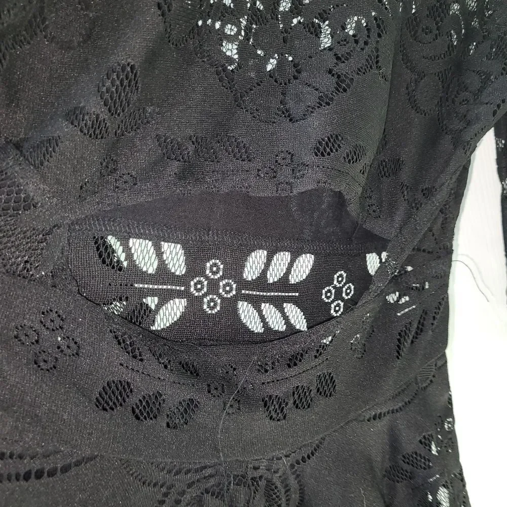 Free People Black Lace Dress W/ Open Back 0/XS